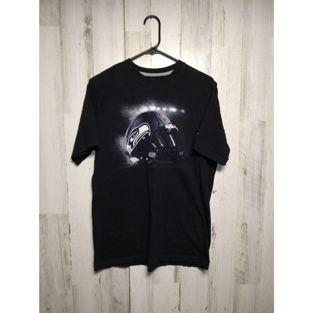 Nike NFL Team Apparel Black Seahawks Helmet Tee Men's Medium